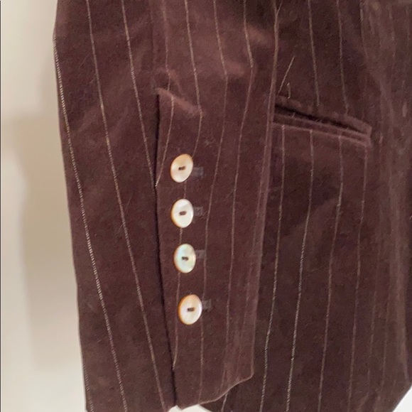 H&M Lined Brown Pinstriped Velvet H&M Blazer - Picture 6 of 7